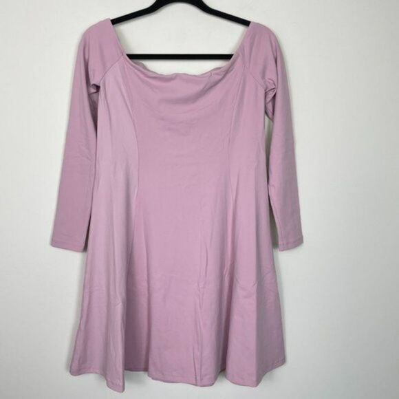 Susana Monaco Off Shoulder Long Sleeve Mini Dress Waterlilly Pink/ Purple M - Picture 3 of 9